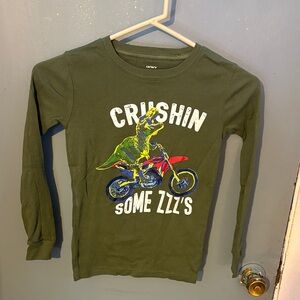 Carter's Olive Dinosaur Motorcycle Long Sleeve Tee